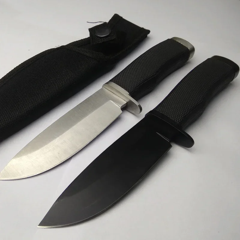 

Damascus Steel Hunting Knife 58HRC Steel Fixed Blade Knife Ebony Handle Camping Survival Knife Pocket Knives With Nylon Sheath