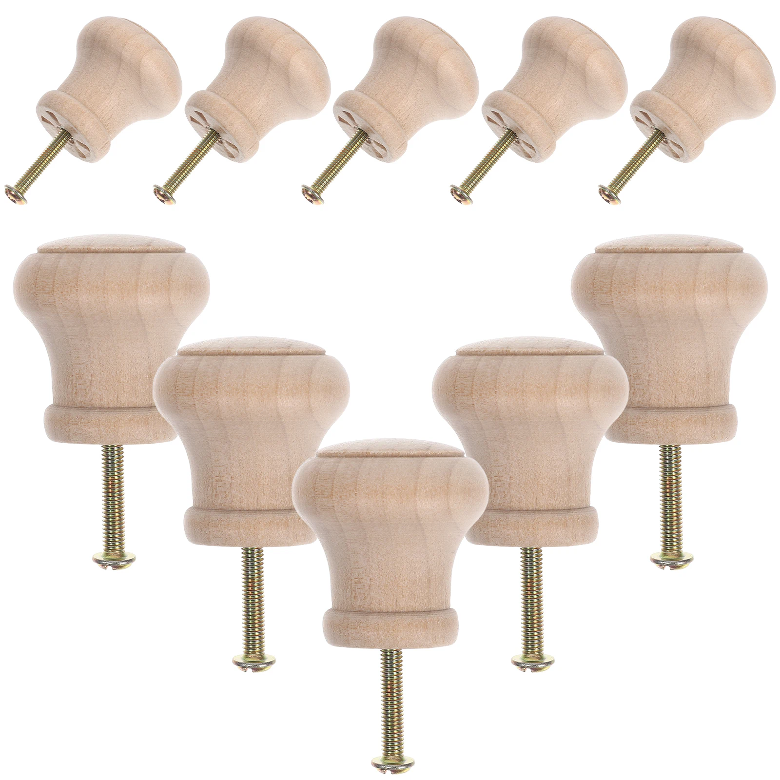 

10Pcs Solid Wood Drawer Pulls Round Wooden Handles for Cabinets Dressers Wardrobes Knobs Furniture Knob