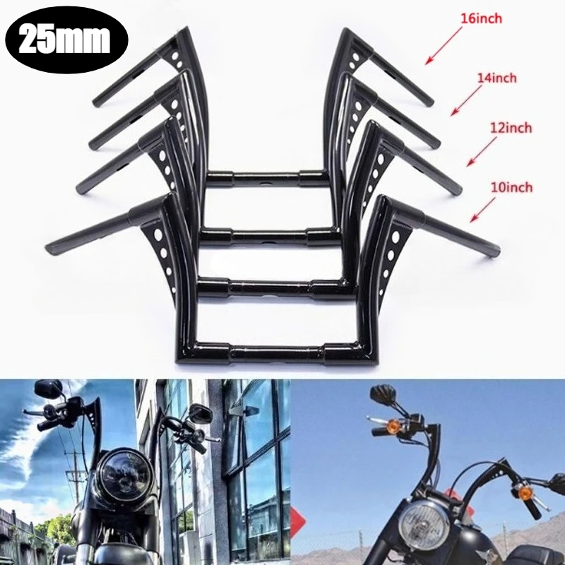 

10'' 12" 14'' 16'' Rise tall Ape Hanger Handlebars 1'' 25mm for Harley 883 883n 883XL 1200 Hardman Soft Tail HONDA Iron Horse