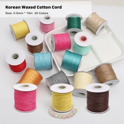 0.5mm Waxed Cotton Cord 10m Waxed Thread for DIY Bracelet Necklace Jewelry Making Braided String Craft Cord