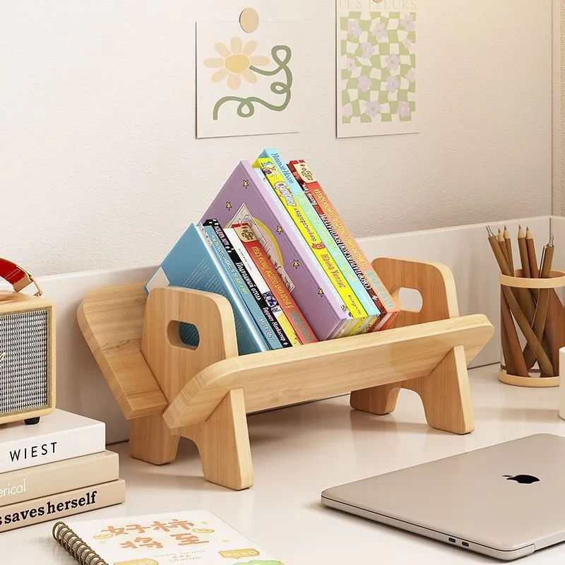 AOLIVIYA Wooden Desk Bookcase Cabinet Library Shelves Bookshelf Storage Rack Student Display Reading Organizer Stand