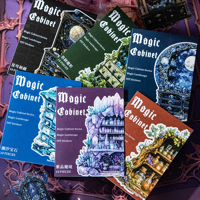 30pcs Magic Cabinet Series Magic Scenic PET Stickers Handbook Material Sticker Pack DIY Calendar Greeting Card Scrapbook Photo
