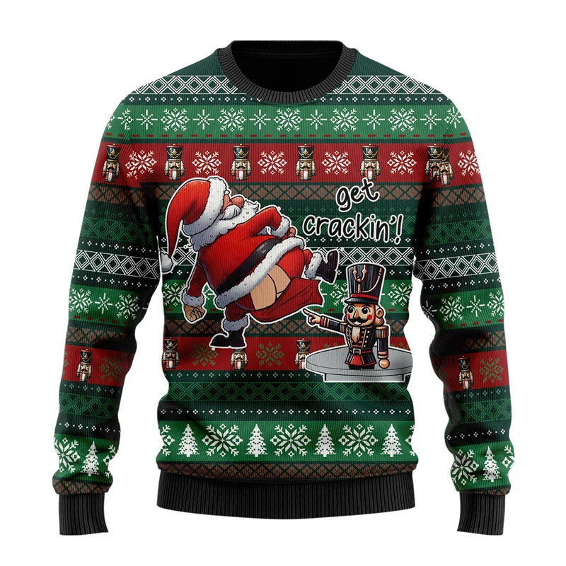 Cute Nutcracker 3D Printed Ugly Christmas Sweater For Women Clothes Casual Man Streetwear Female Y2k Sweatshirts Crewneck Tops