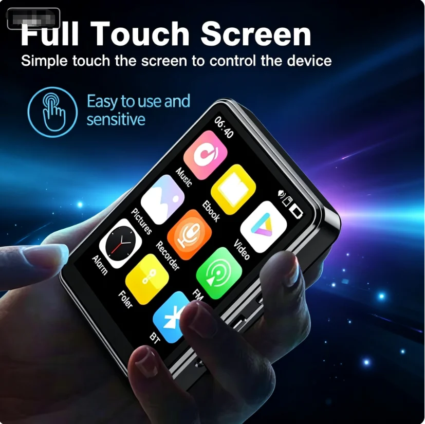 4" HD Touchscreen Bluetooth 5.3 Pocket MP3 Player, Ultra Portable Built-in Stereo Speaker view 4