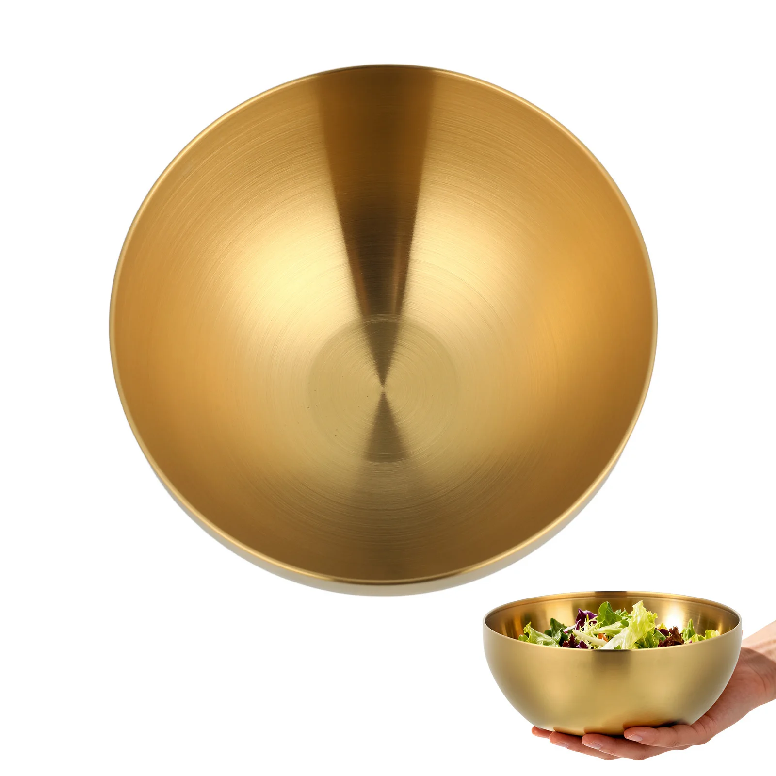 

2pcs Stainless Steel Salad Bowl 8.5Inch Multi-Functional Kitchen Gadget For Soup Rice Noodle Fruit Dessert Serving Home Use