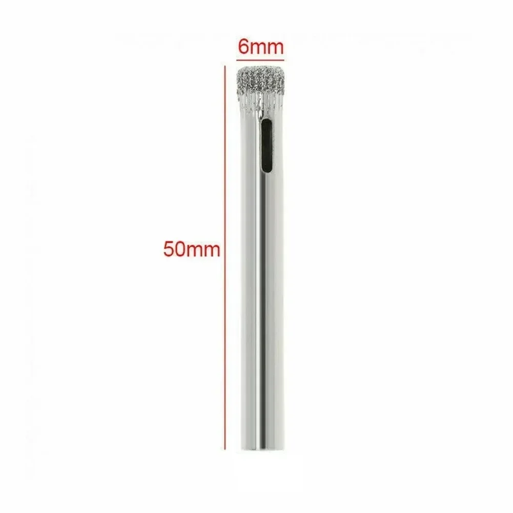 10 Chiếc 6Mm Tráng Kim Cương Mũi Đá Cẩm Thạch Ngói Sứ Thủy Tinh Bộ Dụng Cụ Khoét Lỗ Khoan Bits Dụng Cụ 50x6x6mm