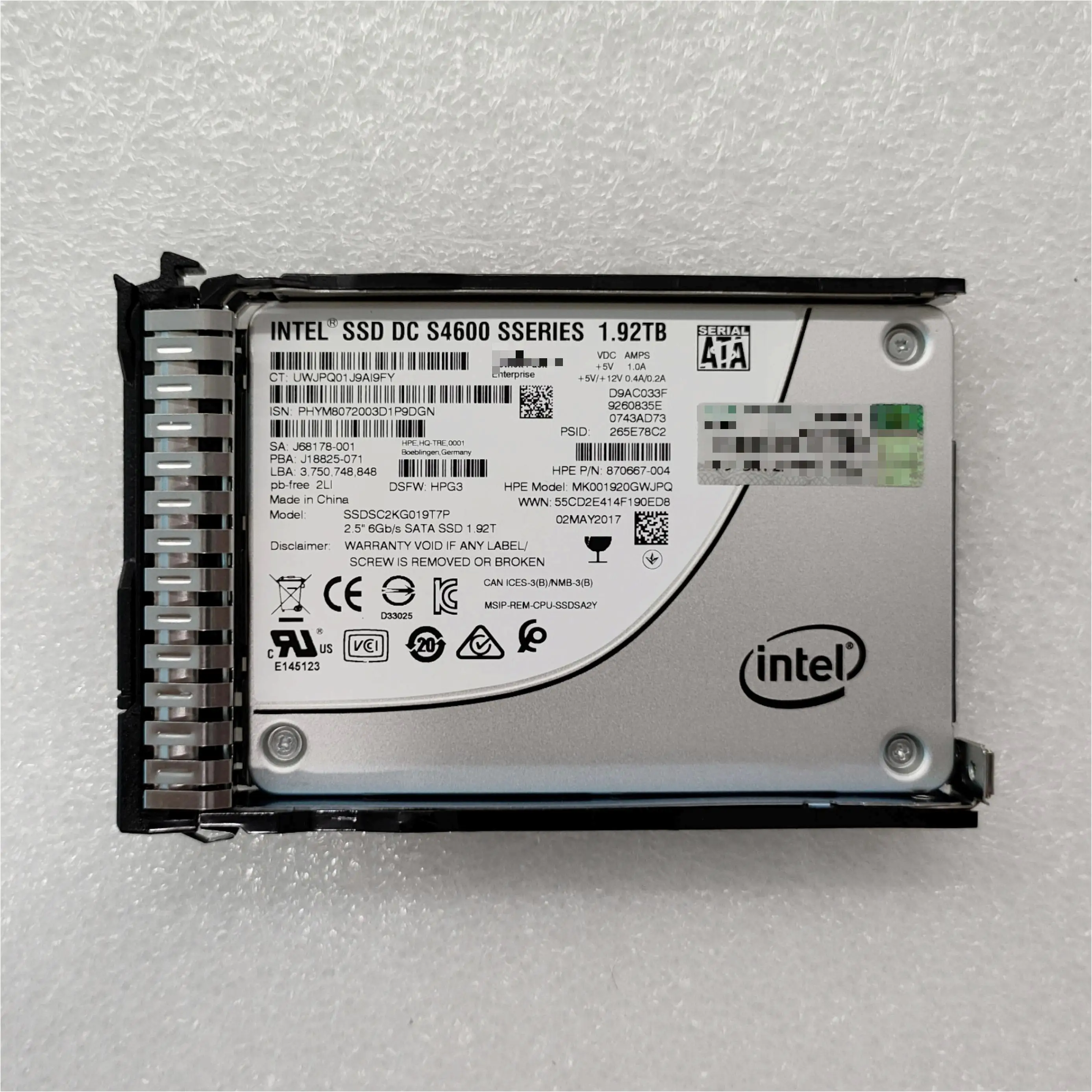 1.92T SATA 6G 2.5 G8 SSD 875513-B21 875657-001 870667-004 hard drive