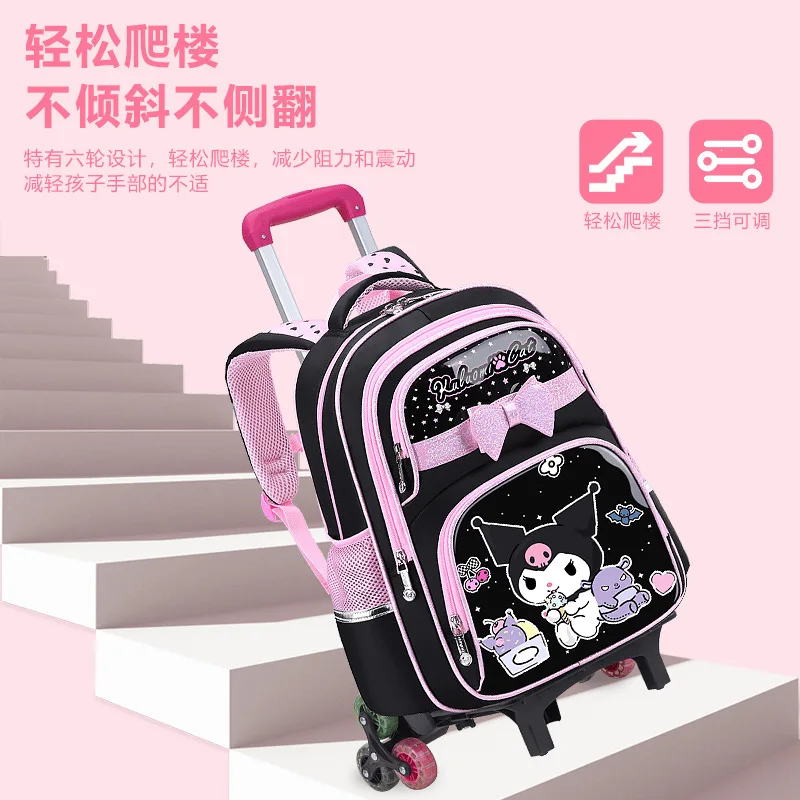 Nuevo Mochila escolar con carrito para niñas, mochila para estudiantes, mochila con figura de Anime, mochila súper ligera de gran capacidad con dibujos animados Kawaii, transpirable