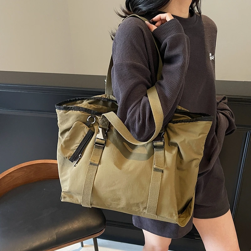 

Luxury Designer Women's Leisure Cloth Bag Commuting Shoulder Handbag Solid Color Female Tote Bag Large Capacity Vacation Handbag