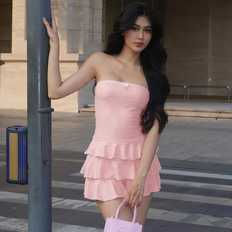 Sexy parisiense tubo mini saia feminina em camadas plissado hem elástico poliéster elastano designer inspirado festa clube wear