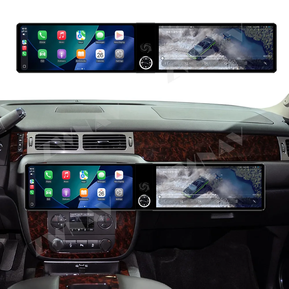 Navegador GPS para Auto con Pantalla Dual de 12.3 Pulgadas y Carplay para GMC Yukon 2007-2012, Reproductor Multimedia, Radio para Auto, Unidad Principal