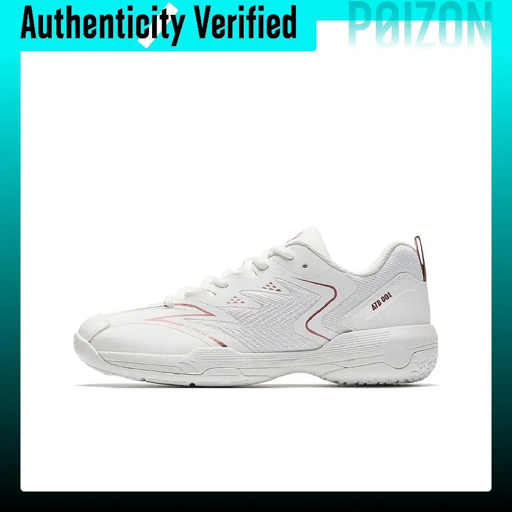 Zapatillas de bádminton Anta con amortiguación y antideslizantes de caña baja para mujer, color blanco papiro/oro rosa 122634403-1