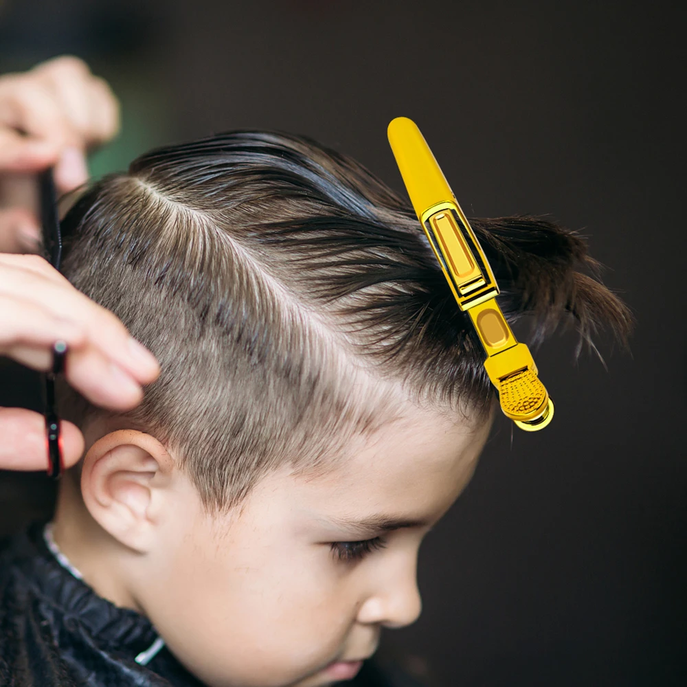 6 Stück goldene Kunststoff-Haarspangen für Friseure und Styling – langlebige Krokodilklemmen für Friseursalon, Schnitt- und Salongereedzeuge – Detail 5