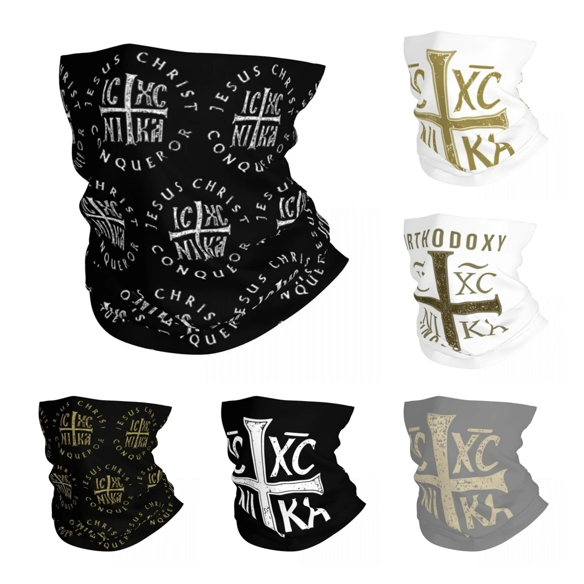 

IC XC NIKA Cross Christian Orthodox Bandana Neck Gaiter Printed Mask Scarf Multi-use Headband Running for Men Women Adult Winter