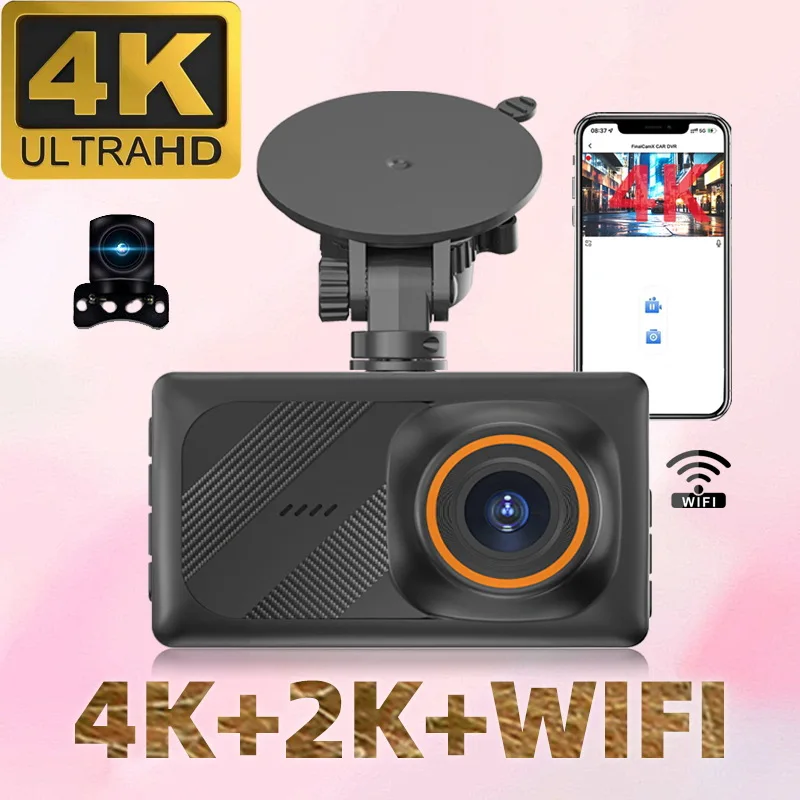 3Inch 4K Dash Cam--2K Rear Camera Ultra HD Dual Channel 170FOV Car DVR With WIFI WDR Night Vision Support 24H Parking Monitor CE