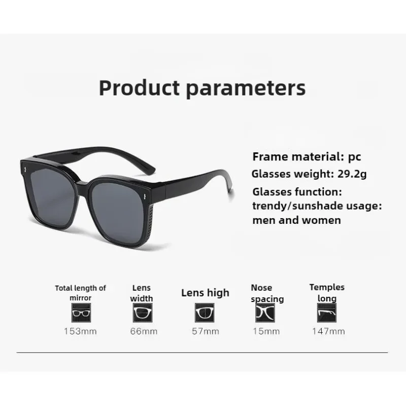 Fit Over Brillen Männer Frauen UV400 Tragen Sonnenbrillen Faltbare Myopie Brillen Abdeckung Sonnenbrillen – Detail 8
