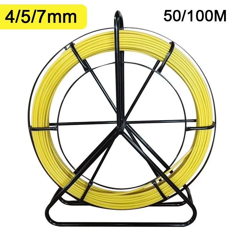 Fiberglass Wire Cable Running Puller Rod Duct Rodder Snakes Fish Tape Rodder Reel Cable Unclogger Leader 50/100m 4/5/7mm