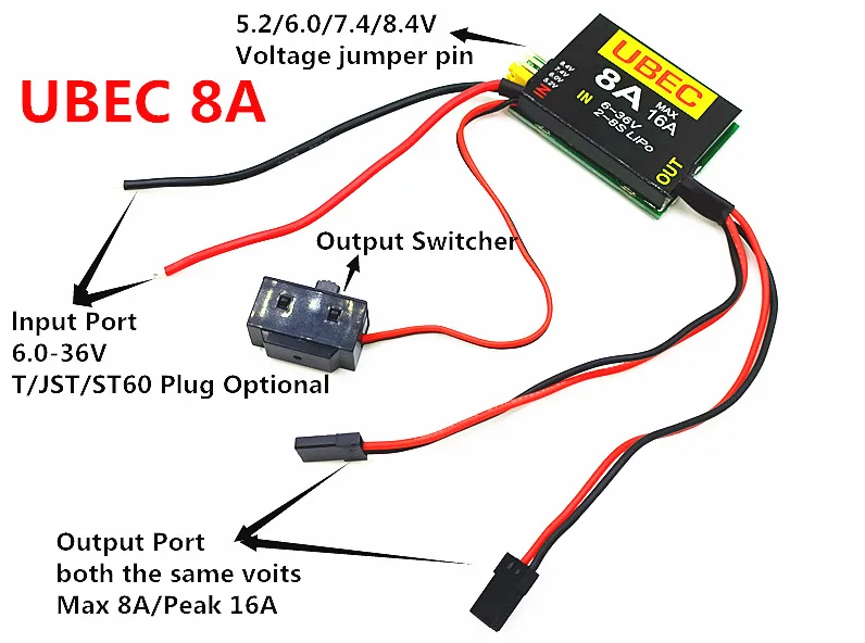 2S-8S 6-36V UBEC-8A BEC المزدوج UBEC 8A/16A 5.2/6.0/7.4 فولت/8.4 فولت سيرفو منفصلة إمدادات الطاقة RC سيارة إصلاح الجناح طائرة روبوت الذراع