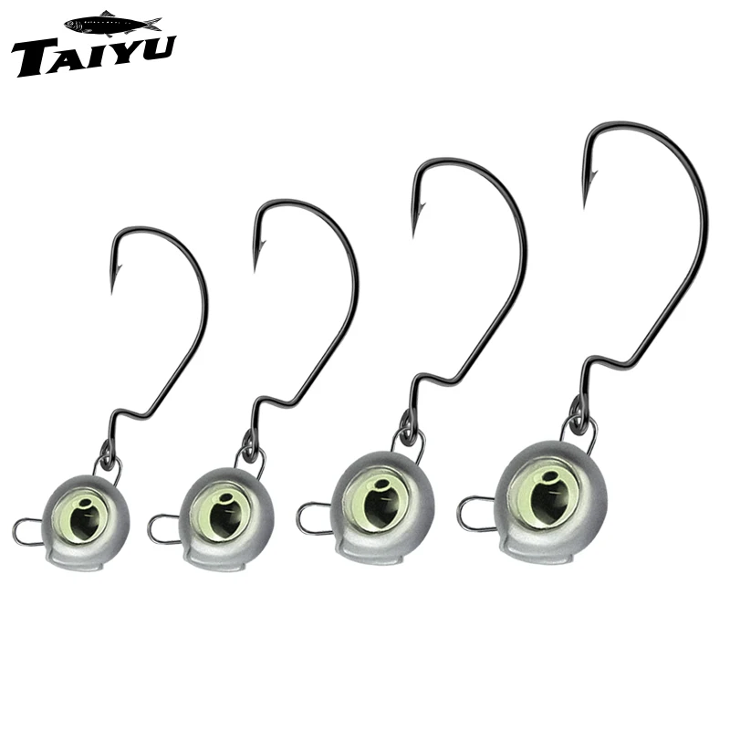 

TAIYU 10pcs 3D Glow in the Dark Fish Hooks with Anti-Snagging Bottom High Carbon Steel Curved Shank3.5G 5G 7G 10G
