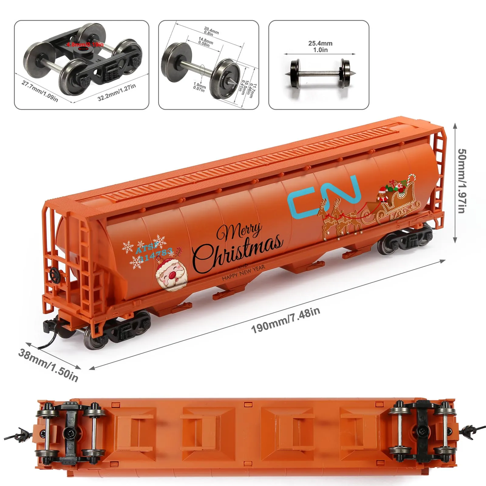 Evemodel Trains HO Scale Cylindrical 4-Bay Grain Covered Hopper DIY Graffiti Model Wagons for Christmas C8744MC