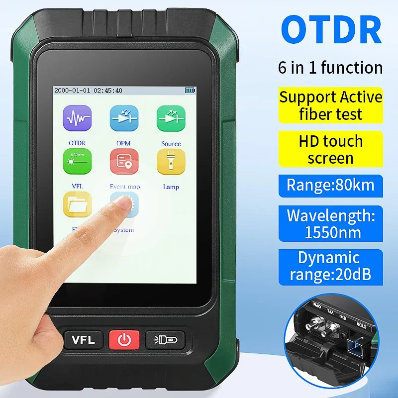 COMPTYCO AUA-18U/A  MINi OTDR Active Fiber Live Test 1550nm 20dB 80KM Fiber Optic Reflectometer Touch Screen OLS OPM VFL