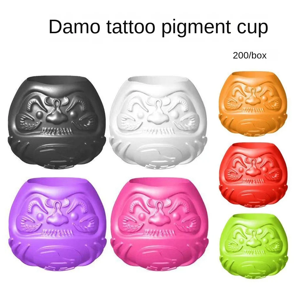 

200PCS/BOX Tattoo Ink Cup Disposable Dharma Tattoo Ink Cup Permanent Makeup Pigment Holder Container Cap Tattoo Accessory