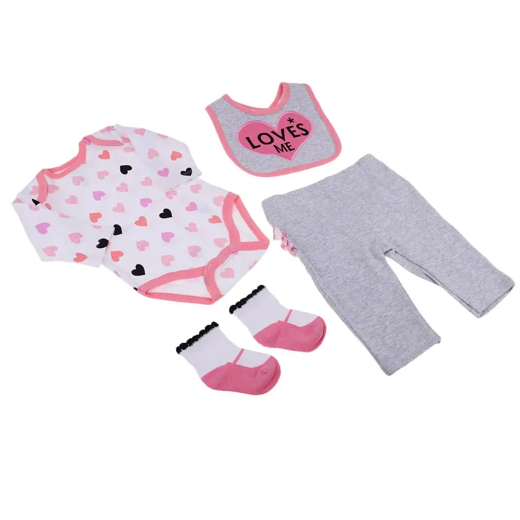 Lovely Newborn Baby Doll Heart Jumpsuit Suit for 22-23inch Reborn Doll Accs