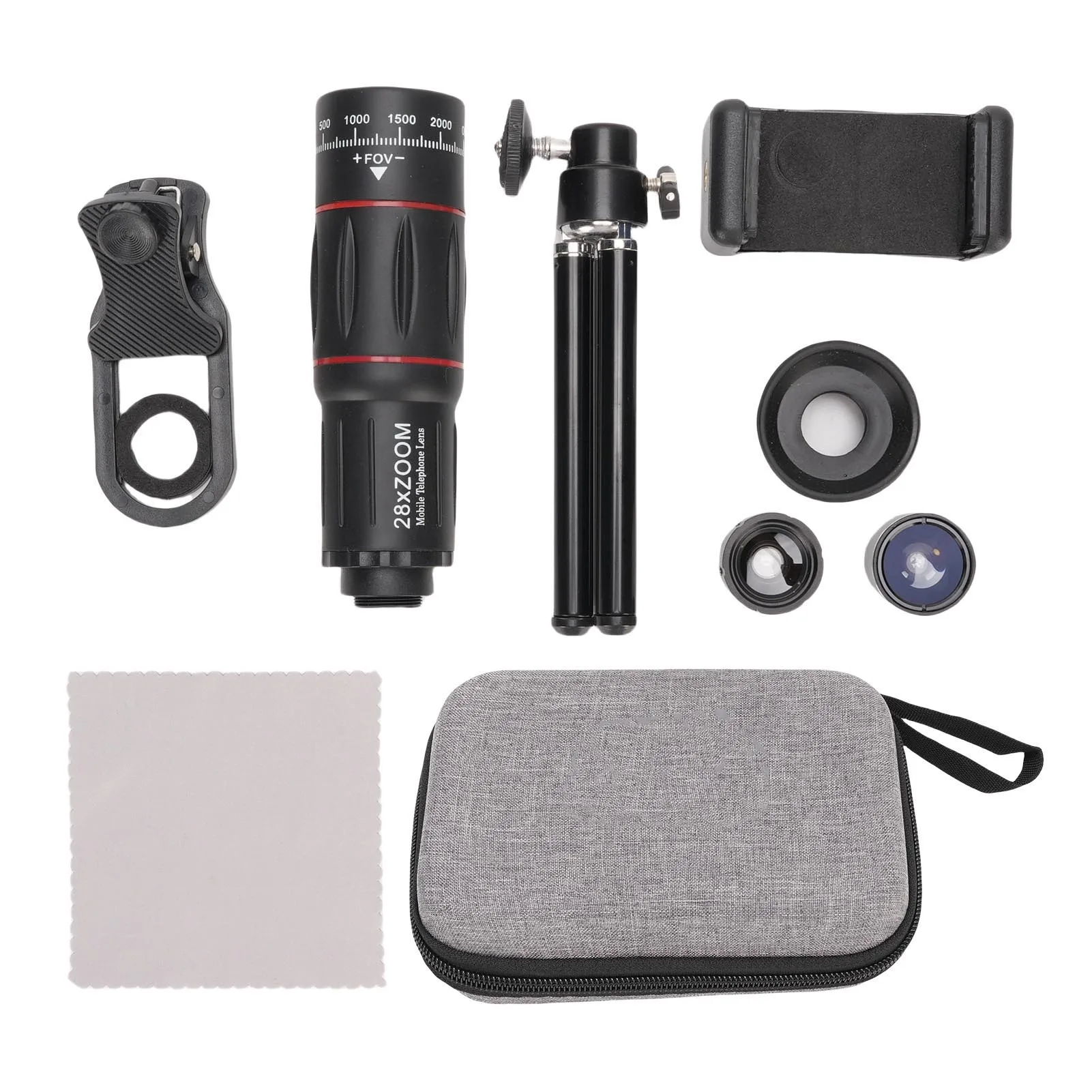 

Phone Camera Lens 28X Telephoto Phone Camera Lens Anti Reflection Coating Fisheye 198° Wide Angle 0.6X for Accessory