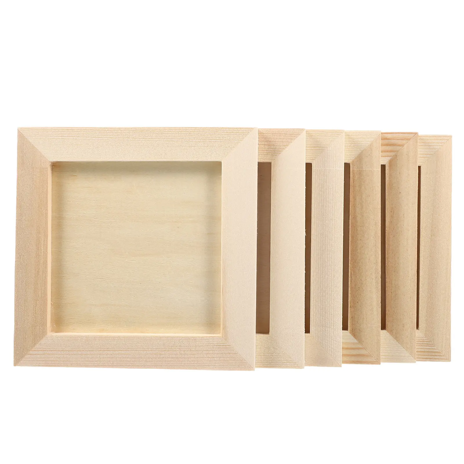 

6Pcs Natural Wood DIY Picture Frames Blank Craft Frames for Painting Clay Modeling Imagination Development Home Decor Gift