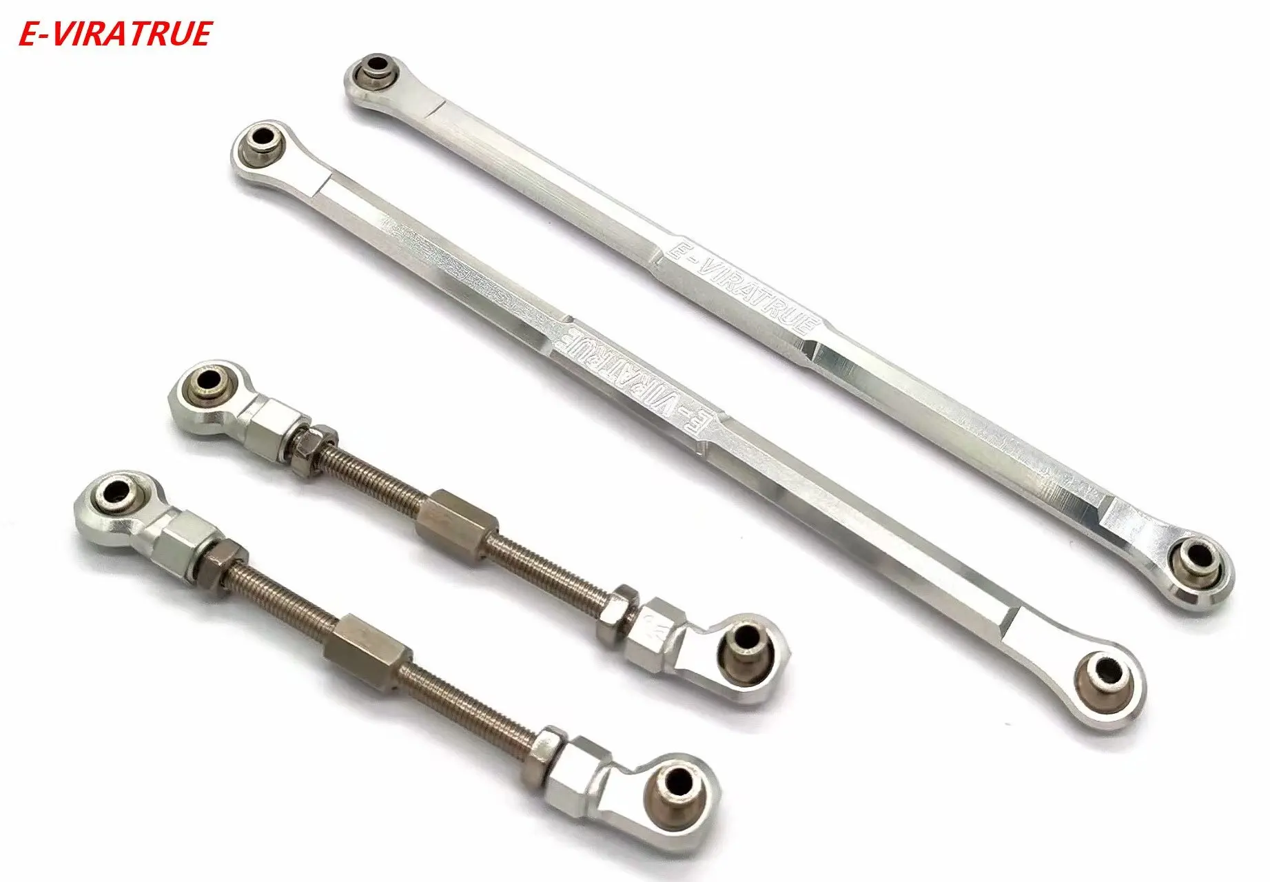 E-VIRATRUE 7075 Aluminum Adjustable Front Steering Link Rod&Rear Link Rod For Losi Baja Rey 1.0&2.0 1/10 4pcs