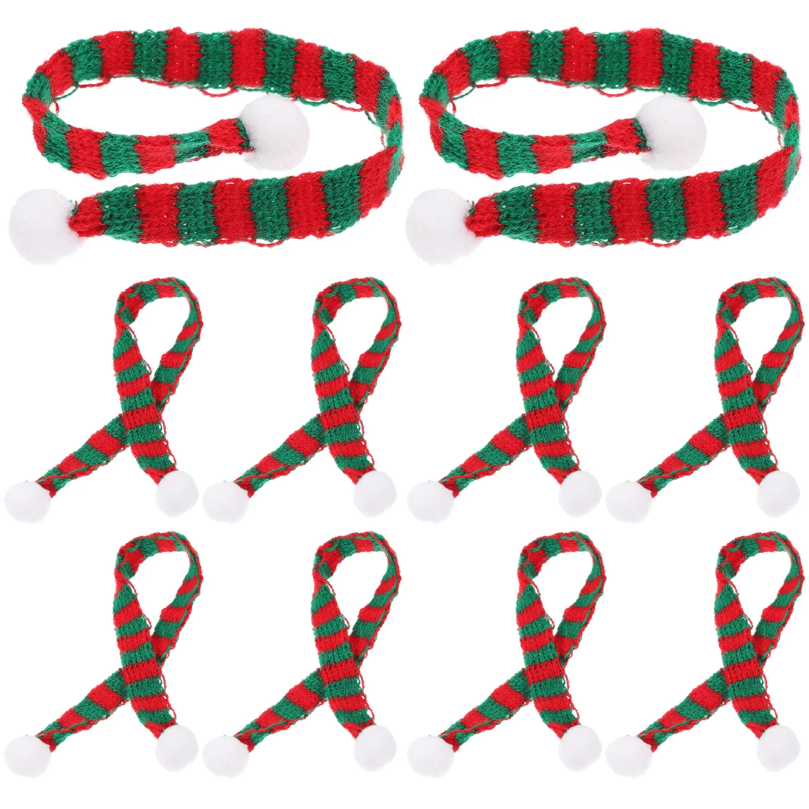 

10pcs 1X23Cm Scarves Christmas Christmas Scrarf For Little Pet Mini Scarf For Wine Bottle Little Pet Snowman Decor Red Green