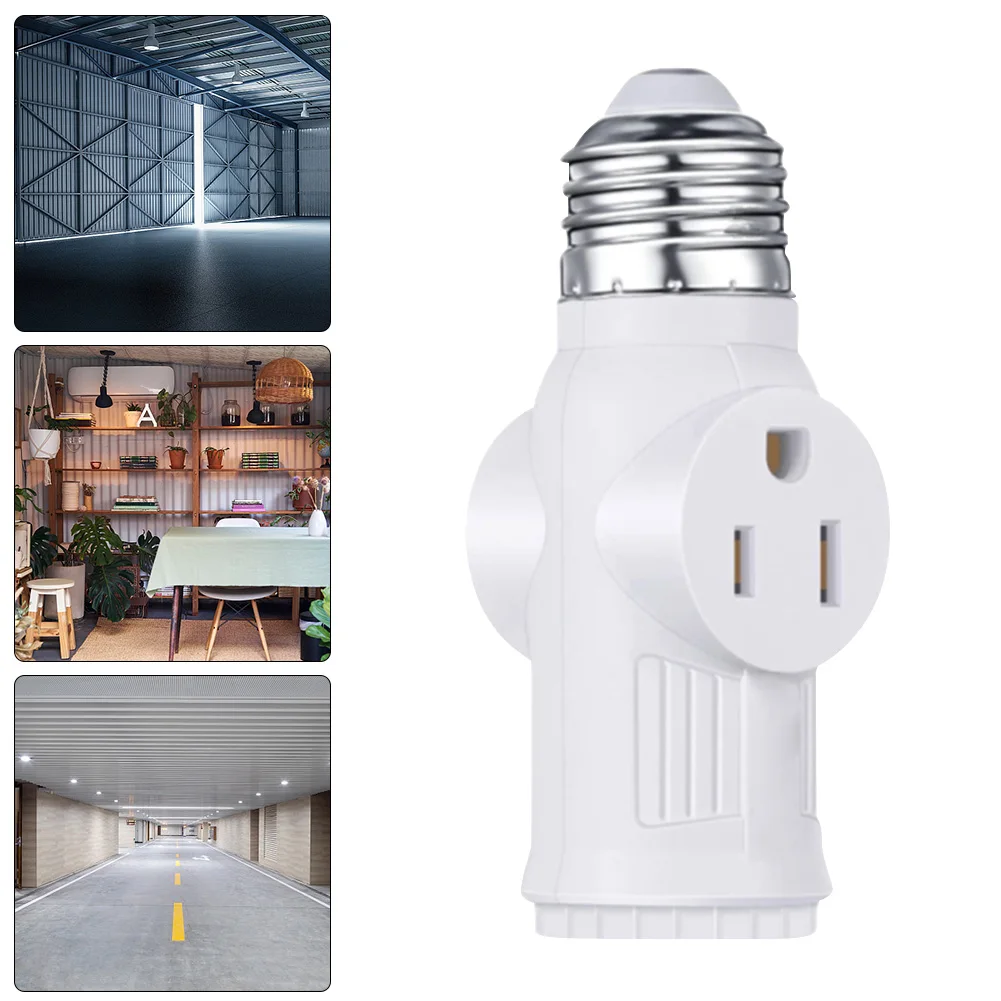 

2 Pack Prong Light Socket To Plug Adapter Easy To Install Lamp Holder Light Bulb To 2/3 Prong Outlet Adapter for Garage Porch