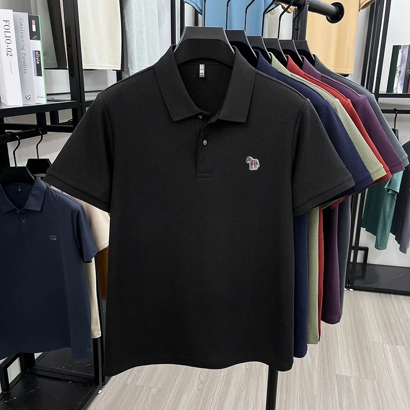Herren Sommer Baumwolle 100% Poloshirt, Besticktes Kurzarm-T-Shirt mit Kragen, Business Casual Atmungsaktive Herrenbekleidung Oberteile – Detail 7