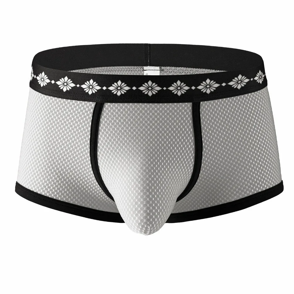 Underpants Low-waist Men's Underwear Mesh Design Breathable Boxer Shorts Patchwork Panty for Male Male