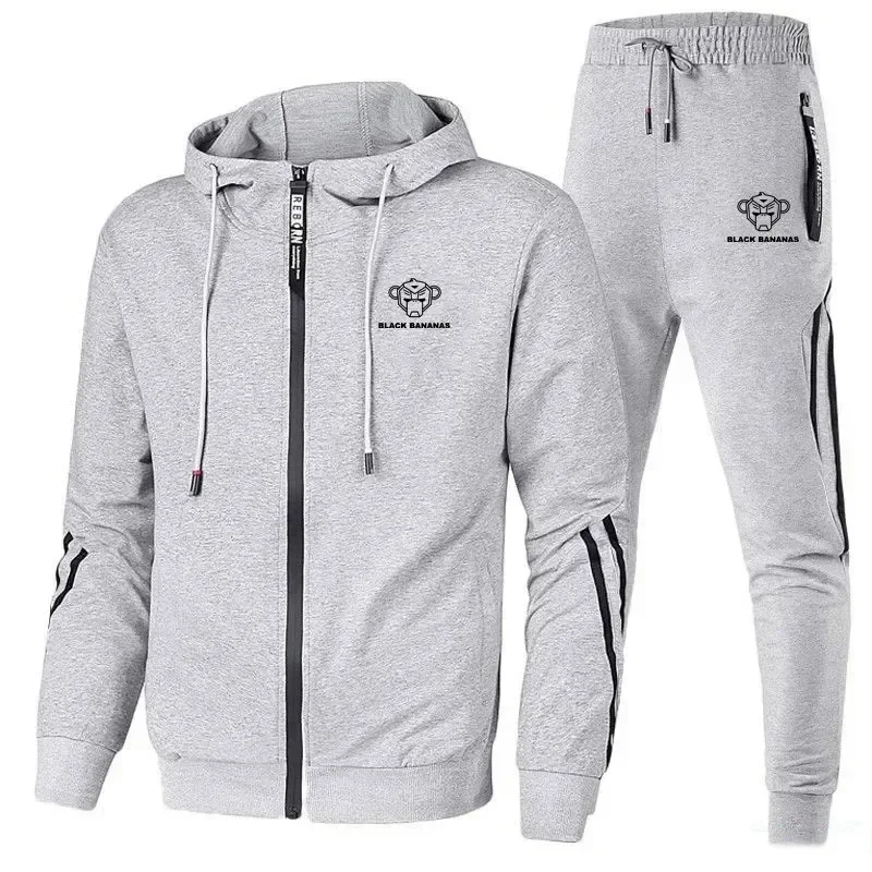 Spring And Autumn Set Zipper Hoodie+Pants 2-piece Set Sports Jacket Set New Fashion Casual Sportswear Men Hoodie Jacket Jogging