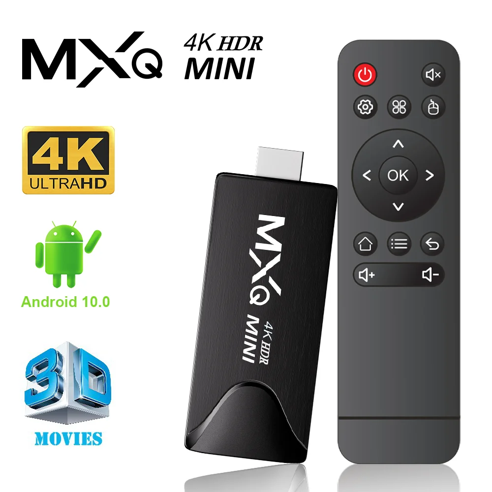 MXQMini TV Stick Android 10 Quad Core 4K HD Play Store 2.4G Wifi Smart TV Box Android H.265 Odtwarzacz multimedialny Set Top Box