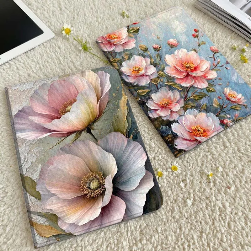 Pink Peony Flower Art Tablet Case For Xiaomi Redmi Mini Pad SE K 2 4 5 6 7 8 2023 2025 11 8.8 11.2 10.1 Pro Gift