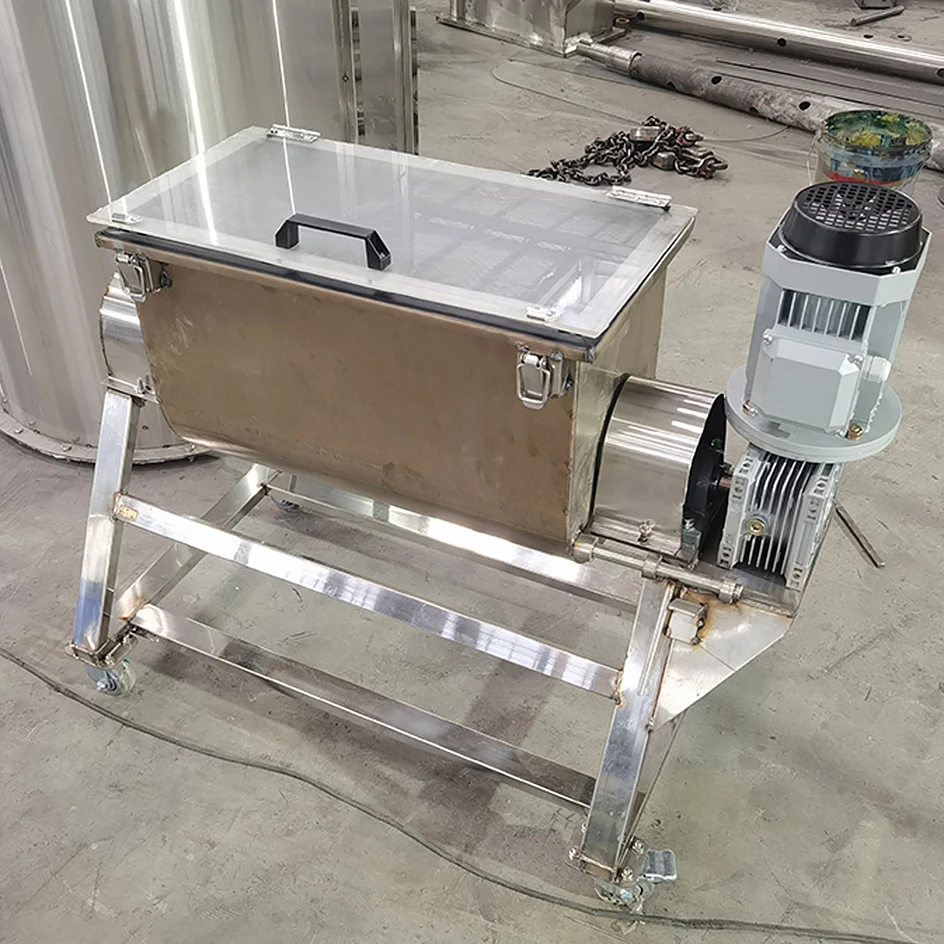 カスタマイズ可能な50L食品粉末混合機、小型飼料ミキサー、乾湿両用ステンレス製リボンミキサー
