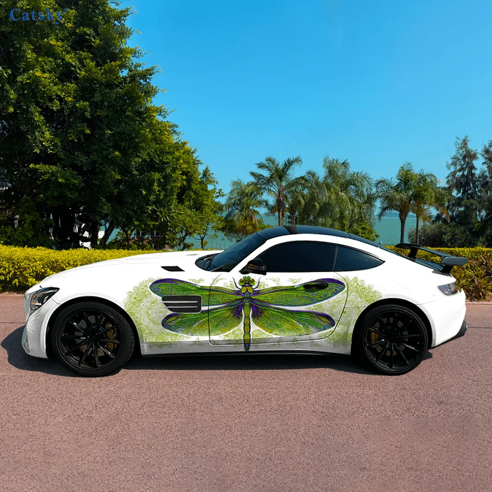 Dragonfly Mandala Pattern Car Vinyl Wraps Decal Self-adhesive PVC Sticker Suitable for Trucks SUV Decor Auto Accessories Gift view 2