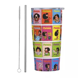 Mafalda Collage Tumbler Vacuum Insulated Cartoon Thermal Cup Vacuum Flask Car Mug Water Bottle, 20oz