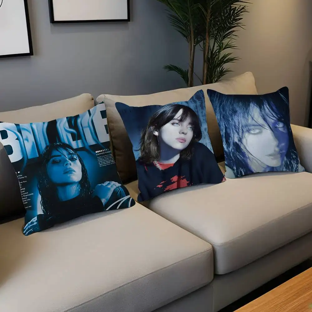 

B-Billie E-Eilish Подушка Аниме Подушка Диван-кровать Голова Наволочка Чехол 45x45 см Мода