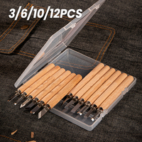 3/6/10/12Pcs Professional Wood Carving Chisel Knife Hand Tool Set for Basic Detailed Carving Woodworkers Gouges Woodcut Drilling