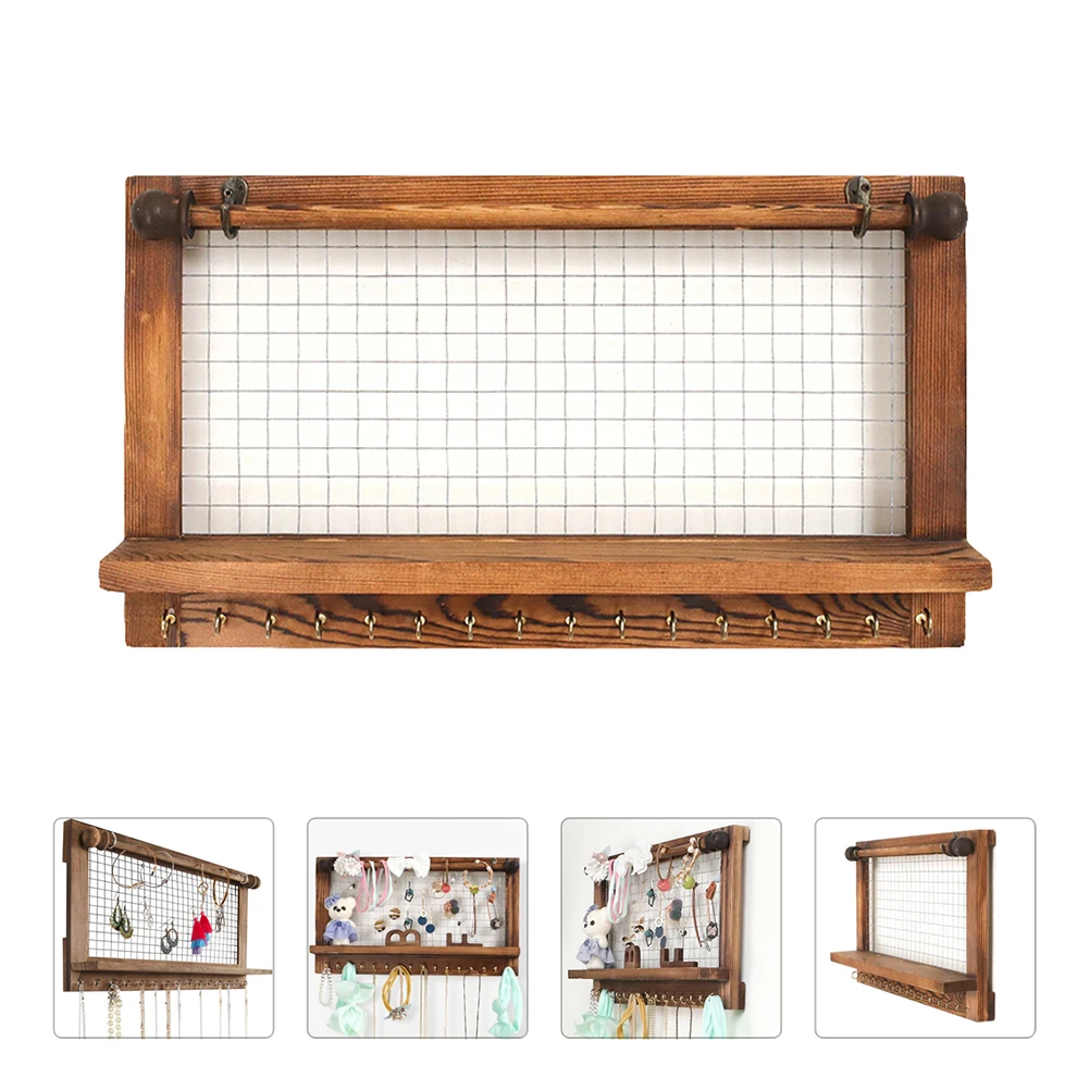 

Wooden Jewelry St Storage Display Rack Earring Holder Home Decor Accessory ganizer Non Toxic Durable Eco Friendly Wall Mount
