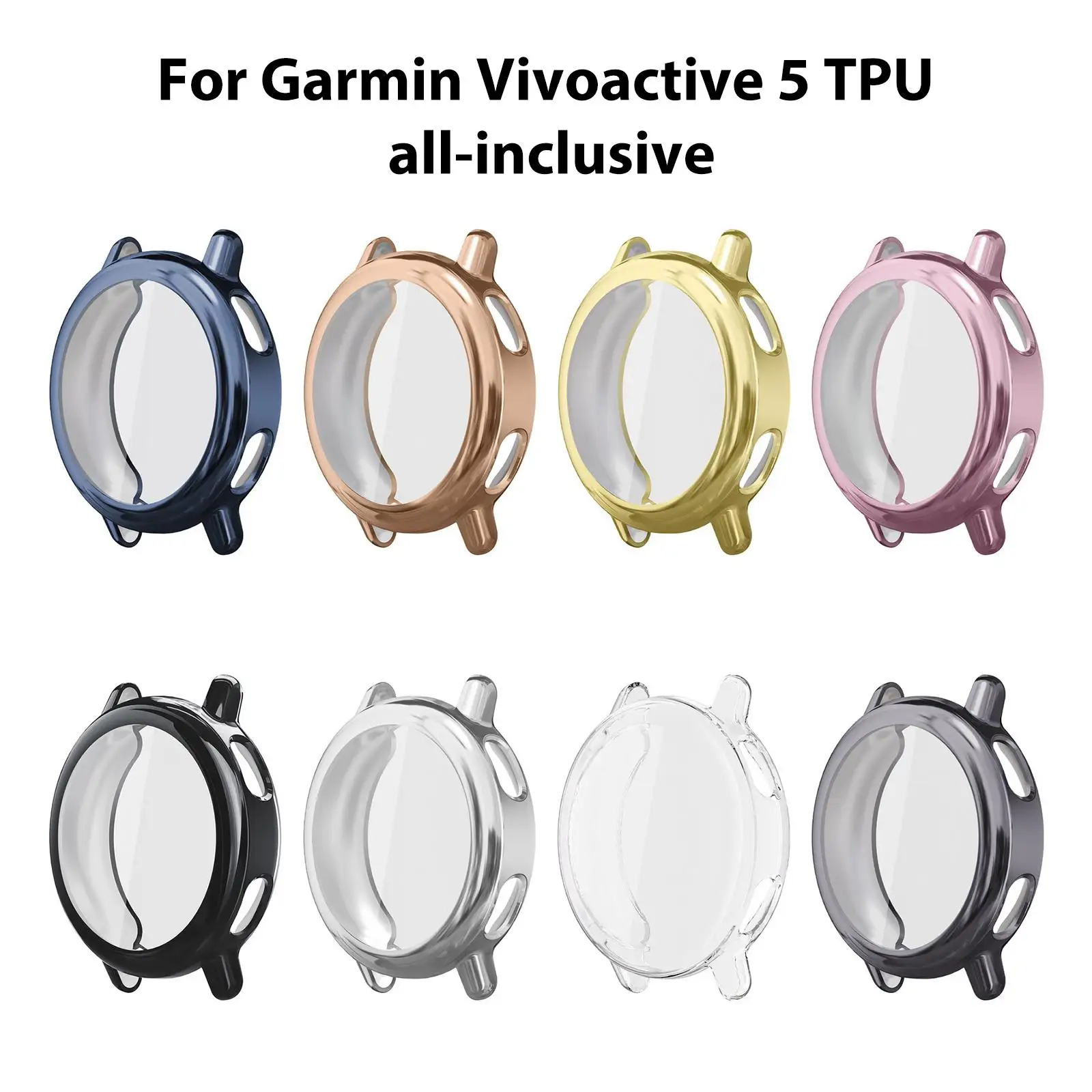 TPU Case Cover For Garmin Vivoactive 5 Smart Watch Screen Glass Protector Shell Protection Frame Soft Electroplating