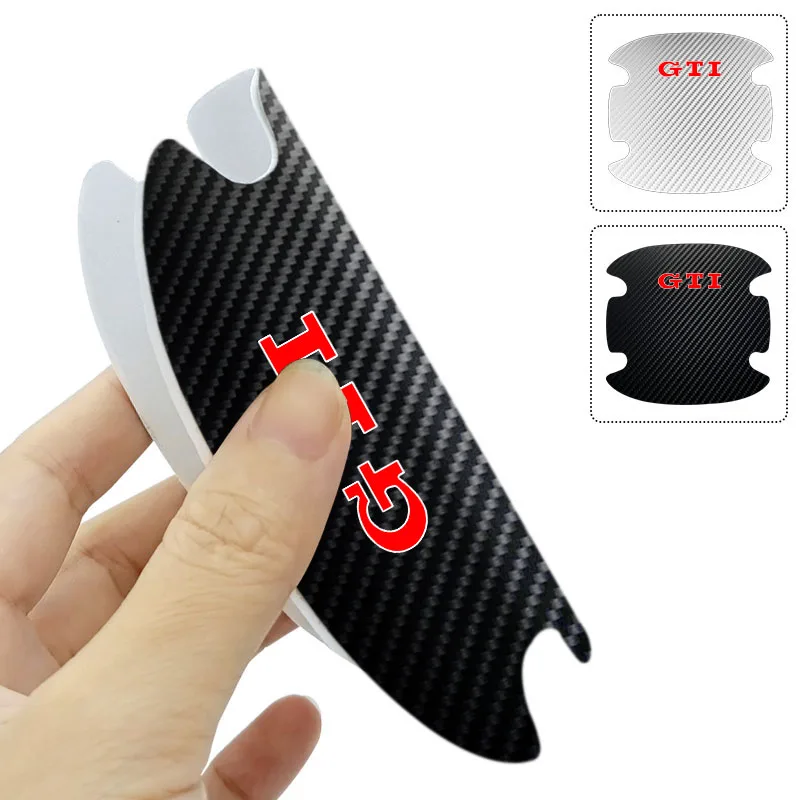 4PCS Car Door Handle Protection Sticker Emblem Car Styling Emblem For VW GTI CC Polo Golf 4 5 6 7 MK4 MK5 MK6 MK7 Passat B6 B8 view 3