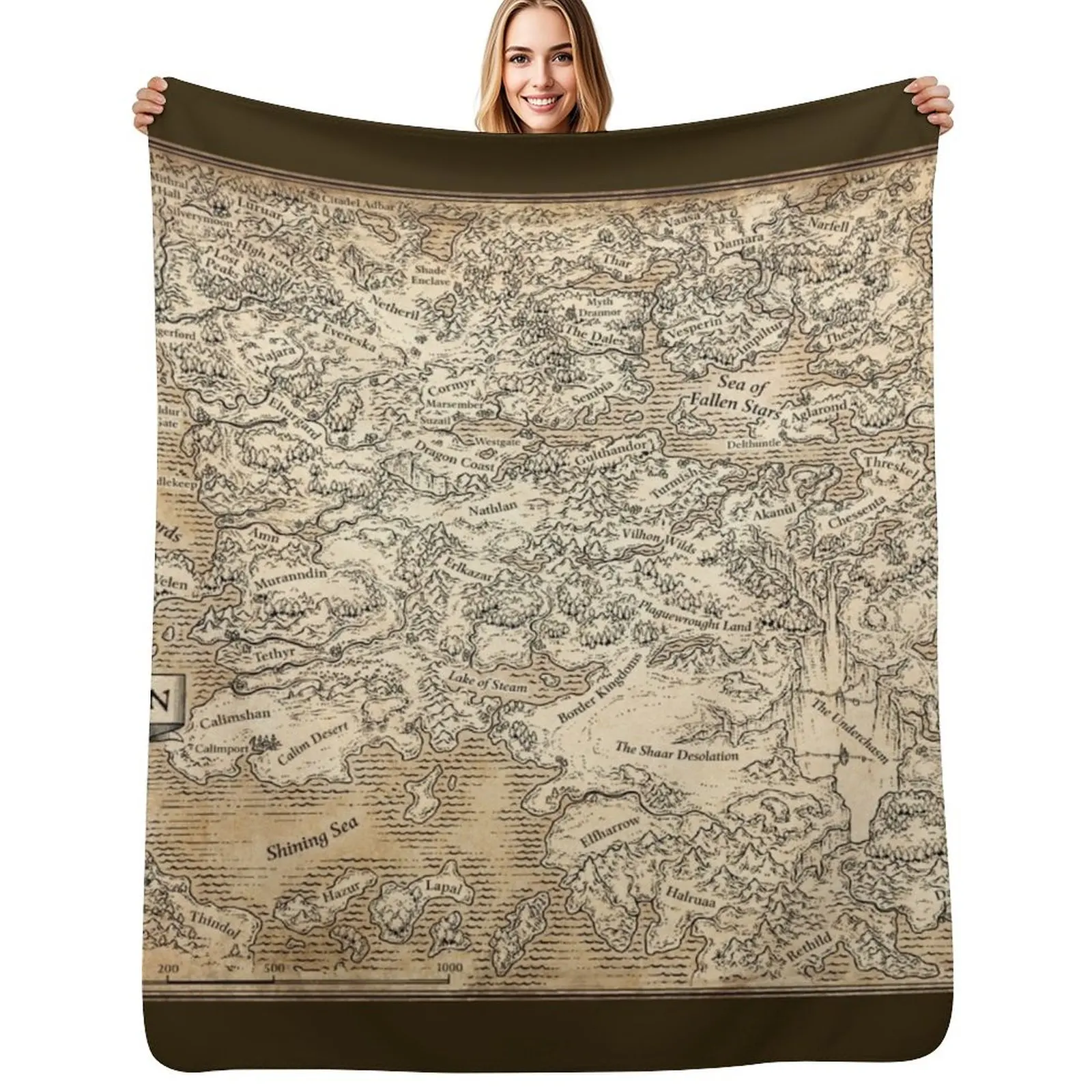 

Annotated Map Of Faerun Throw Blanket manga Soft Furry warm for winter Blankets