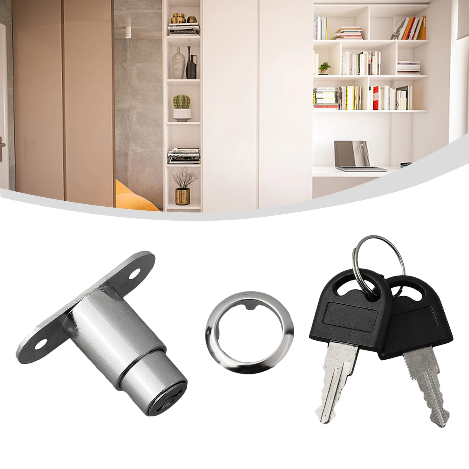 Brand New Door Latch Home Kitchen Lock Buckle Press Lock Replacemnent Furniture Sliding Sliver Stainless Steel
