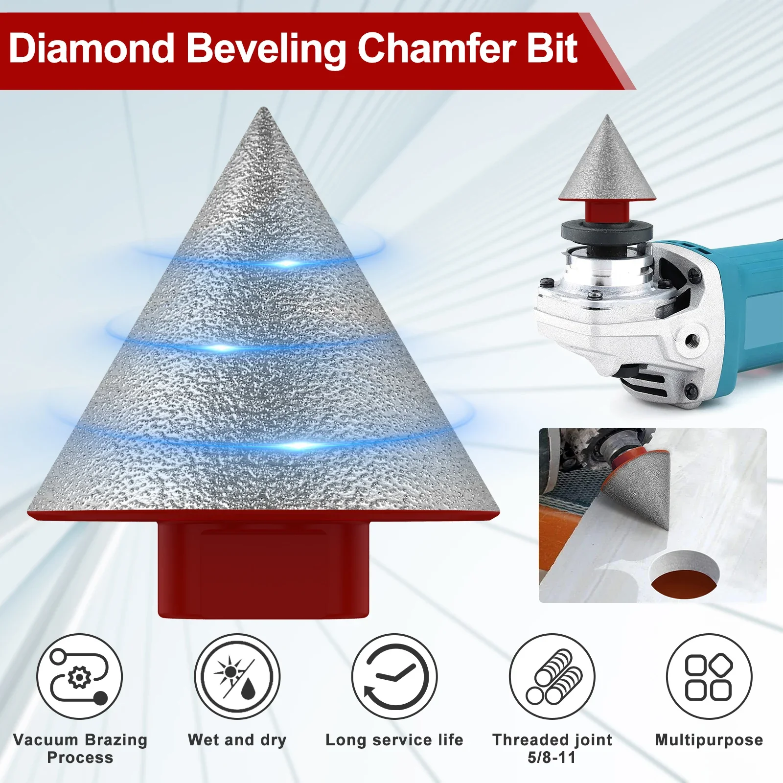 1/3Pcs 50mm Diamond Chamfer Bit, Grinding Tile Bevelling Ceramic Marble Concrete Hole Saw Masonry Drilling Crowns Construction