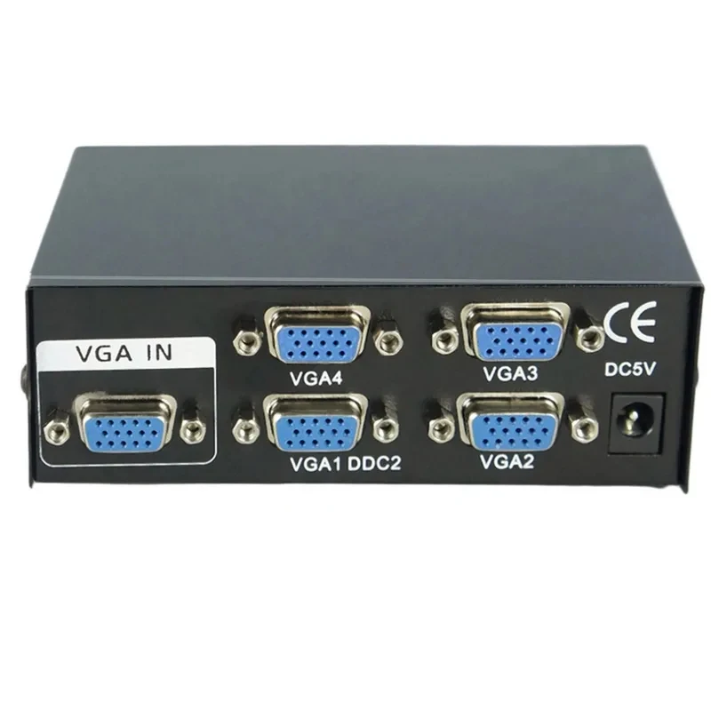 

Усилитель-разветвитель сигнала HD VGA 4*1, 4-портовый видеопереключатель VGA SVGA, широкоформатный, 1 вход 4 выхода для монитора и проектора