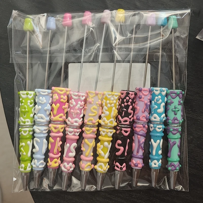 

20Pcs Creative DIY Hand Drawn Bead Pens Painted Cream Bead Ballpoint Pens Multi-color Glitter Ballpoint Pen Wholesale Stationery